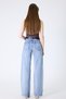 Women's Light Blue Snow Wash Wide Leg Jean Pants – High Waist Comfort Fit Loose Leg Long Length Denim - 4