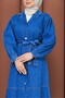 Women's Double Collar Buttoned Slit Denim Dress-Cap - 5