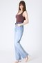 Women's Light Blue Snow Wash Wide Leg Jean Pants – High Waist Comfort Fit Loose Leg Long Length Denim - 2