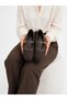 Brown Buckle Tweed Fabric Women's Ballerinas Daily Comfortable Stylish Useful Ballerinas - 5