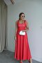 Buketli̇ Women's Belted Square Collar Thick Strap Long Dress - 2