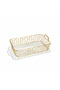 Rectangular Plastic Storage Tray – 30×19×6 cm (Gold & Transparent)