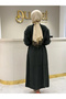 معطف بتفاصيل محبوكة 39505 أسود - 4