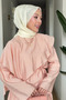 Vola Tansel Fabric Belted Blouse-Skirt Hijab Set-Pink Standard Size (36-42 Compatible) - 8