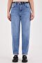 Women's Plus Size Snow Blue Washed Lycra Regular Mom Jean Pants – High Waist Stretch Denim