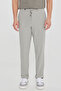 Men's Gray Slim Fit Tie-Waist Seersucker Patterned Side Pocket Casual Trousers - 2