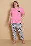 Mrn 4515 Heart Short Sleeve Cotton Combed Cotton Plus Size Women's Pajama Set - 4
