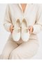 Cream Buckle Tweed Fabric Women's Ballerinas Daily Comfortable Stylish Useful Ballerinas - 5