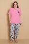 Mrn 4515 Heart Short Sleeve Cotton Combed Cotton Plus Size Women's Pajama Set - 3