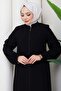 فستان أسود بتصميم مطوي من الخلف HM2906 - 8