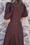 Coffee Watermelon Sleeve Polka Dot Dress - 5