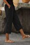 Women's High Waist Elastic Side Button Detailed Midi Trousers - 3