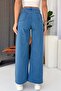 Elastic Waist Denim Women's Trousers - Blue - 3