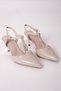 Mature Women's Pointed Toe Stone Detailed Gold Heeled Shoes B4557 - 5