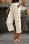 Women's High Waist Elastic Side Button Detailed Midi Trousers - 2