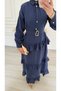 Women's Voile Layered Lined Hijab Dress - 6
