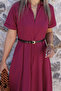 Cherry Belted Front Zipper Dress - 4
