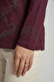 Women's Middle Age and Above Viscose Spiral Pattern Stone Embroidered Lycra Mother Combed Cotton Blouse - 3