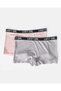 Senior Girls Pink And Grey Ribbed 2 Piece Boxer Brief Set - 6
