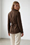 Women's bitter brown cross-tie detail sofia linen shirt alc-x15471 - 5