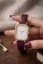 Gekas Luxury Women's Wristwatch - Vintage Rectangular Case with Gold Detail, Burgundy Leather Strap, Premium Watch - 3