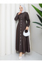 Button Detailed Denim Jeans Hijab Dress Rc6037 - 4