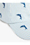 Dolphin Embroidered Detailed Striped Cap Hat - 4
