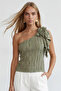 Khaki Single Shoulder Detailed Blouse Alc-X12191 - 2