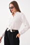 Women's Front Tie Detailed Striped Shirt 260503 -
