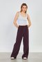 Women's Loose Trousers with Elastic Waist - Plum