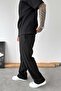 Black Ottoman Fabric Baggy Pants - 3