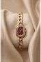 Pinterest Women's Steel Watch Gold Color & Burgundy Dial Vintage Old Money Luxury Edition Elegant Stylish Women's Wristwatch 2026