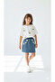 Girl's Set with Daisy Patterned Stylish Model Jeans Skirt Set, Top and Bottom Set with Daisy Embroidery Pattern, Super Quality Cotton Fabric. - 4