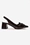Women's Bow-Tie Side and Open-Back Heeled Sandals Brown Wrinkled - 2
