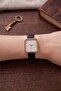 Gekas Luxury Women's Wristwatch - Vintage Rectangular Case with Gold Detail Black Leather Strap Premium Watch - 6