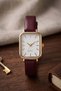 Gekas Luxury Women's Wristwatch - Vintage Rectangular Case with Gold Detail, Burgundy Leather Strap, Premium Watch - 2