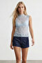Baby Blue Sleeveless Lace Blouse Alc-X15477 - 3