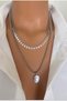 Steel Two Necklaces Set Pul Chain Silver Double Women's Necklace in Gift Box - 2