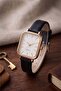 Gekas Luxury Women's Wristwatch - Vintage Rectangular Case with Gold Detail Black Leather Strap Premium Watch - 2