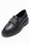 Black Genuine Leather Metal Buckle Women's Loafer Shoes Light Sole Real Leather Inside and Out Women's Buckle Moccasins - 5