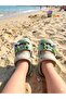 Boys & Girls Sandals Ultra Soft Flexible Non-Slip Sole Figured Summer Model Slippers Pastel Green Camel - 5