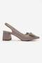 Women's Bow-Tie Side and Open-Back Heeled Sandals Beige Crinkled - 2