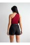 Crep Women's Belted Skirt with Shorts – Double-Breasted Look Mini Skirt with Shorts and Hidden Zipper in Black - 3