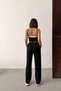 Women's Black Crop Athlete Top High Waist Elastic Waist Wide Leg Pants Bottom Top Summer Tracksuit Set - 7