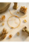 Gold Two-Doric Natural Broken Citrine Stone Orange String Adjustable Bracelet