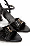 Women's Metallic Black Buckle-Detail Thin Strap Stylish Heel Sandals - 2