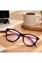 Women's Blue Light Protective Glasses Modern Square Design Brown Gold Metal Handle Stylish Premium Luxury - 2