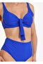Women's Sax Color High Bow Detailed Waist Strap Covered Bikini Set - 3