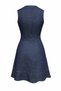 Women's Navy Blue Waist-Slit Collar Sleeveless Summer Stylish Mini Length Denim Jean Dress - 4