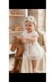 Baby Girl Lace Detailed, Flower Decorated Stylish Dress with Hair Band as a Gift